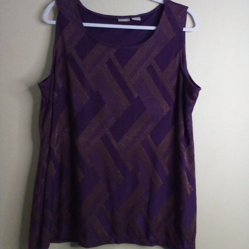 Sleeveless Purple Geometric Sparkle Tank Top